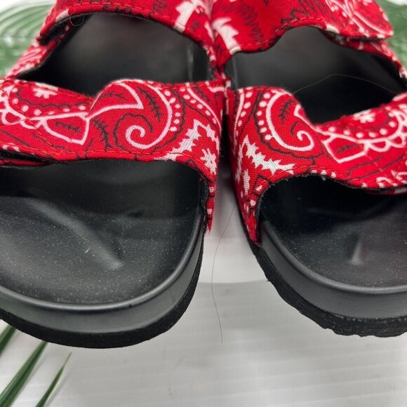 Arizona Love Red/White Apache Bandana-Detail Open-Toe Slingback Sandals - Picture 2 of 10